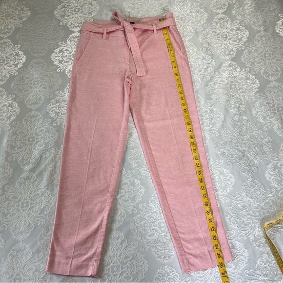 Loft Marissa Linen Blend Slim Leg Pants With Belt Pink Size 2 - Picture 2 of 9